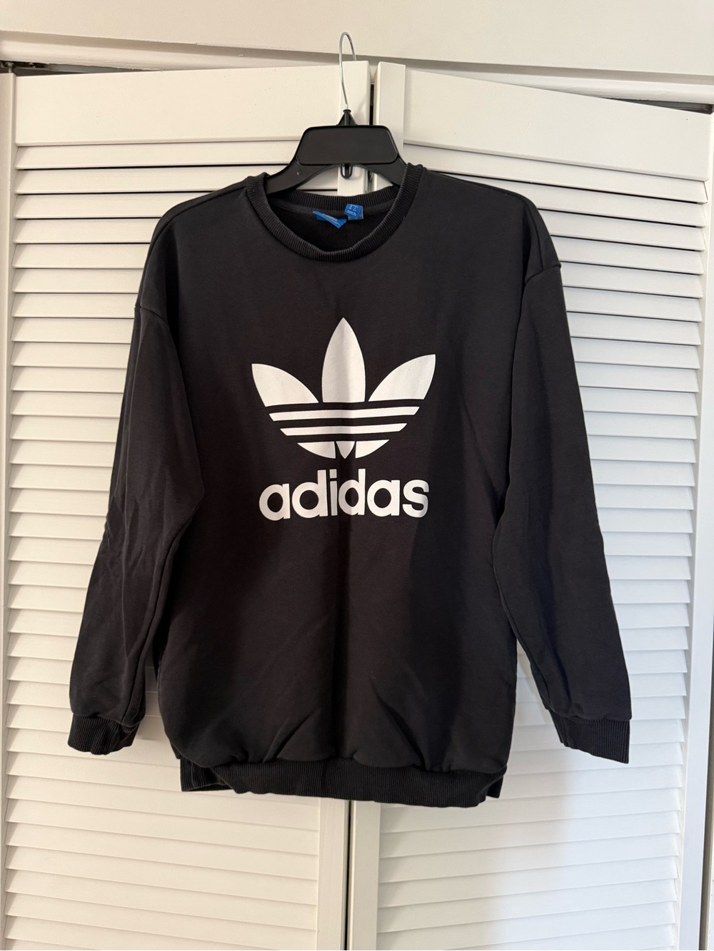 adidas Black Crewneck Sweatshirt with White Trefoil Logo